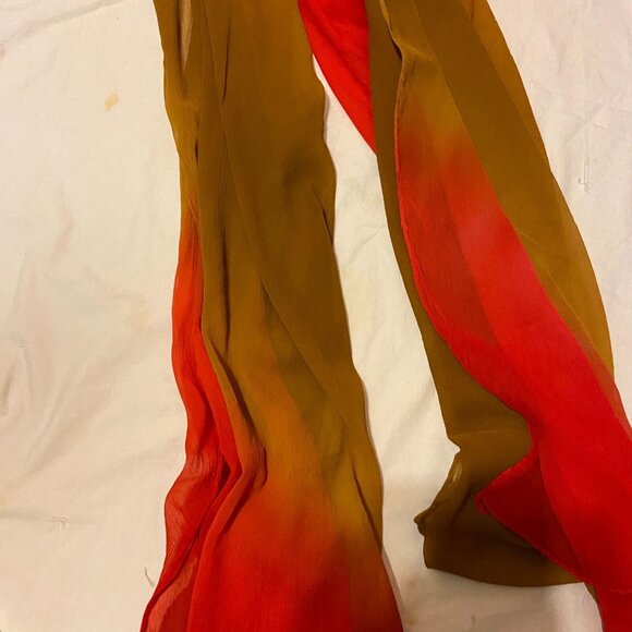 #4881 Lighweight large brown long red scarf 80x30 - Picture 5 of 6